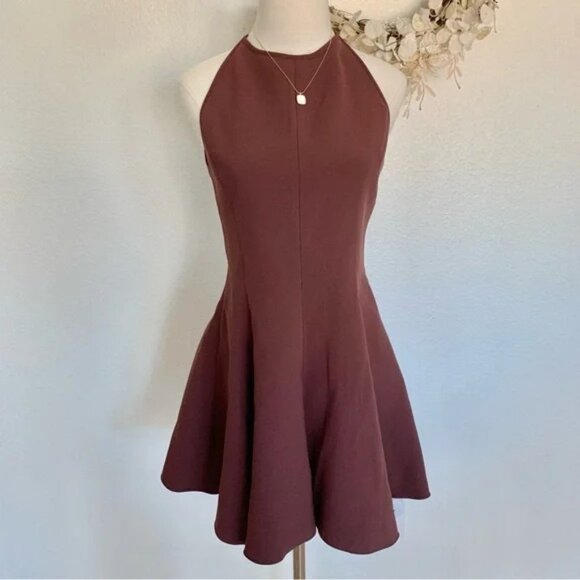 ZARA ZW Collection Brown Caramel Halter Godet Dress Medium M - Picture 4 of 14